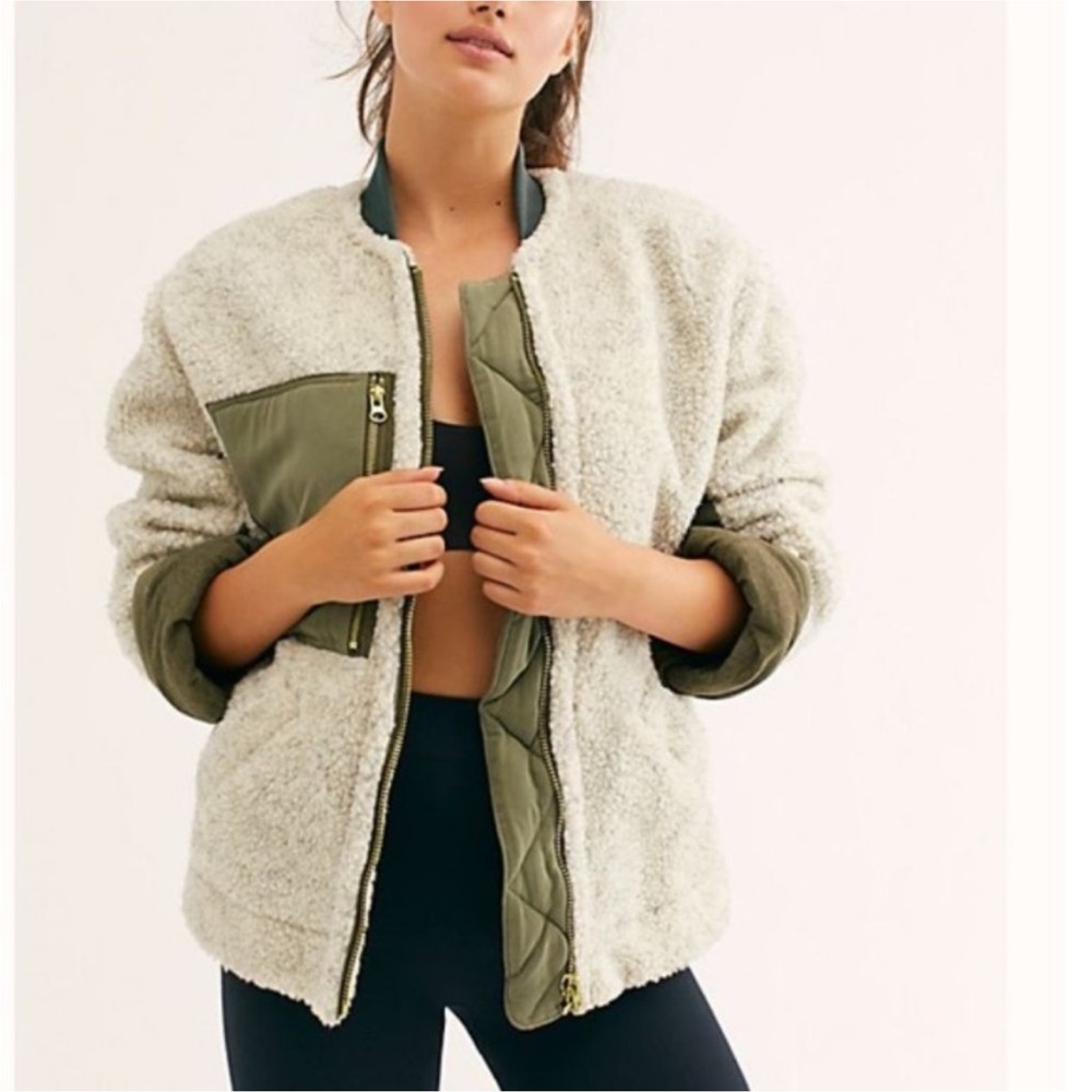 Rivington Olive Green and Ivory Sherpa Jacket